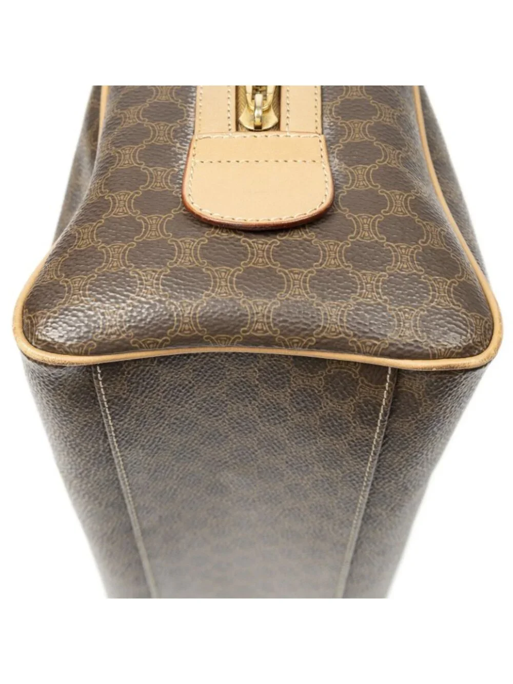 Celine Mini Boston Beige Brown Macadam Canvas